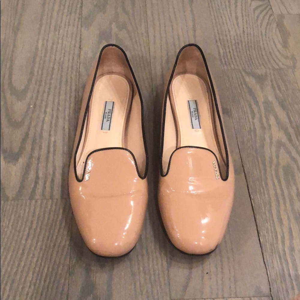 Prada Flats- patent nude loafer